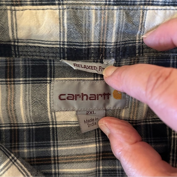 Carhartt Blue Plaid Button Down Relaxed Fit Shirt. Size 2XL. - Picture 3 of 9